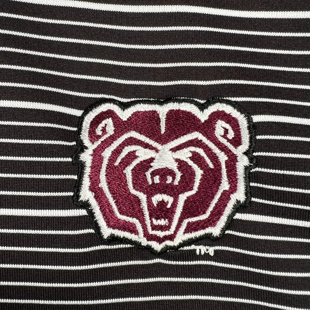 Missouri State Bears Polo Shirt Mens Small Black Striped Short Sleeve Adidas